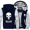 The Punisher New winter coats hoodie jackets light Anime Hooded Zipper men thick cardigan Free shipping