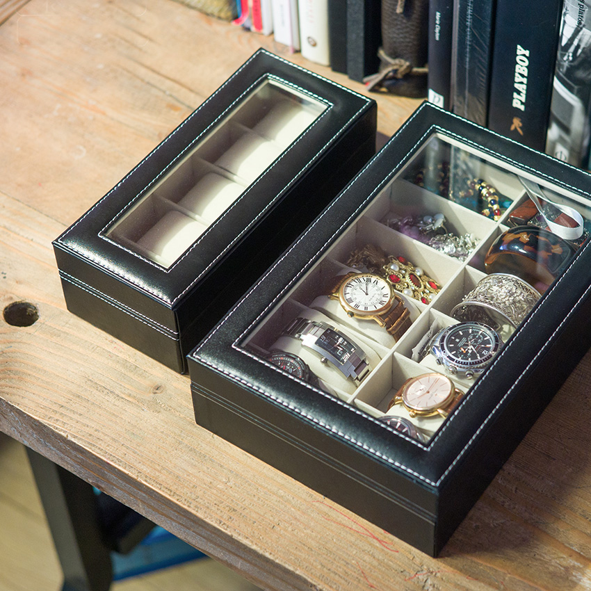 Free Shipping Hot sale PU Leather 12 Slots Wrist Watch Display Box