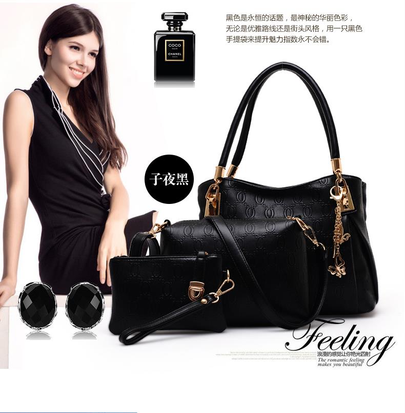 2015 Fashion Brand 3 Sets Bags High-grade Pu Leather Handbag Women