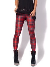 New Arrival Women 2016 Designed Digital Printed Vintage Tartan Red Leggings
