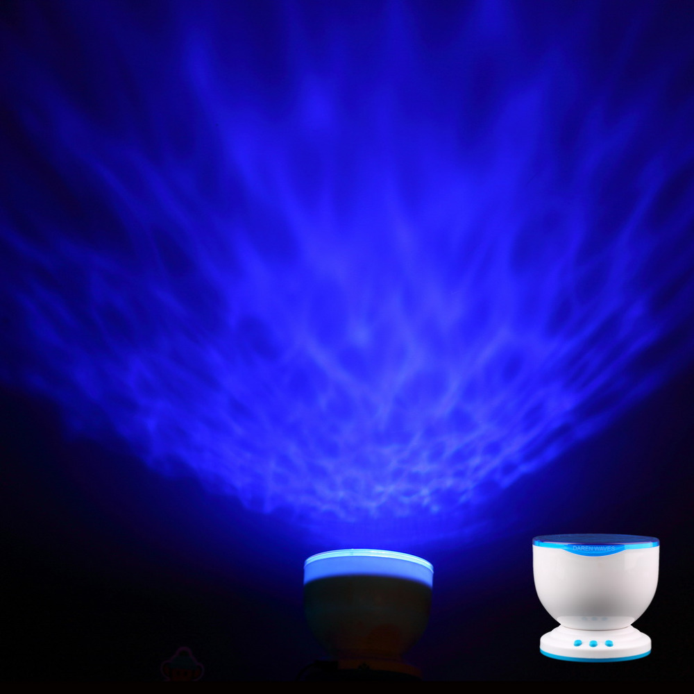 New Led Night Light Projector Ocean Blue Sea Waves Projection Lamp with Speaker