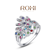 ROXI peacock Rings Rose Gold Plated Top Quality with Genuine Austrian Crystals 100 Hand Made Fashion
