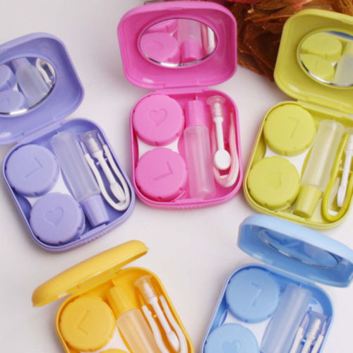 1pc Pocket Mini Contact Lens Case Travel Kit Easy Carry Mirror Container Holder Free Shipping