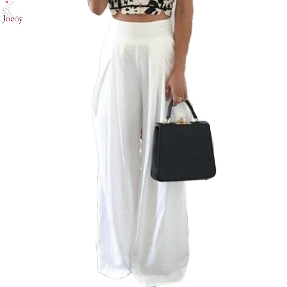 white pleated palazzo pants