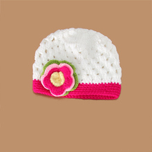 New Girls Wool Hats Wholesale Handmade Baby Flower Pot Cap-white rose Newborn Christmas Gift 0-3month Bonnet Photography Prop