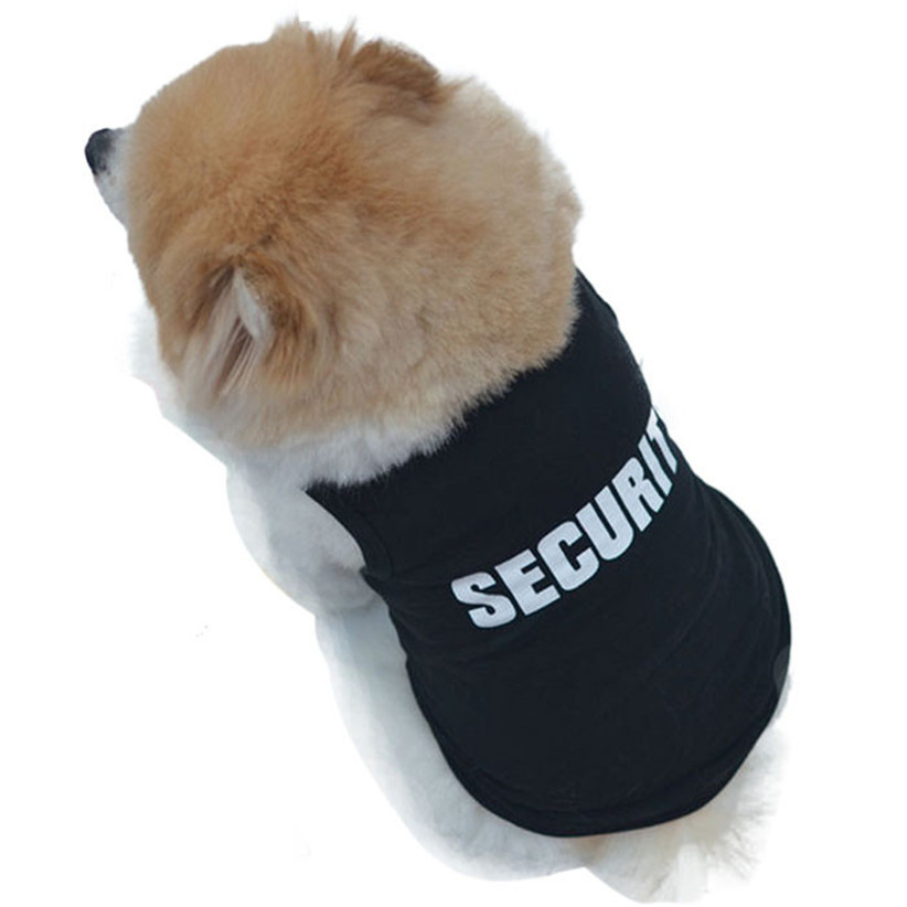 Newly Design SECURITY Black Dog Vest Summer Pets Dogs Cotton Clothes Shirts Apparel July17