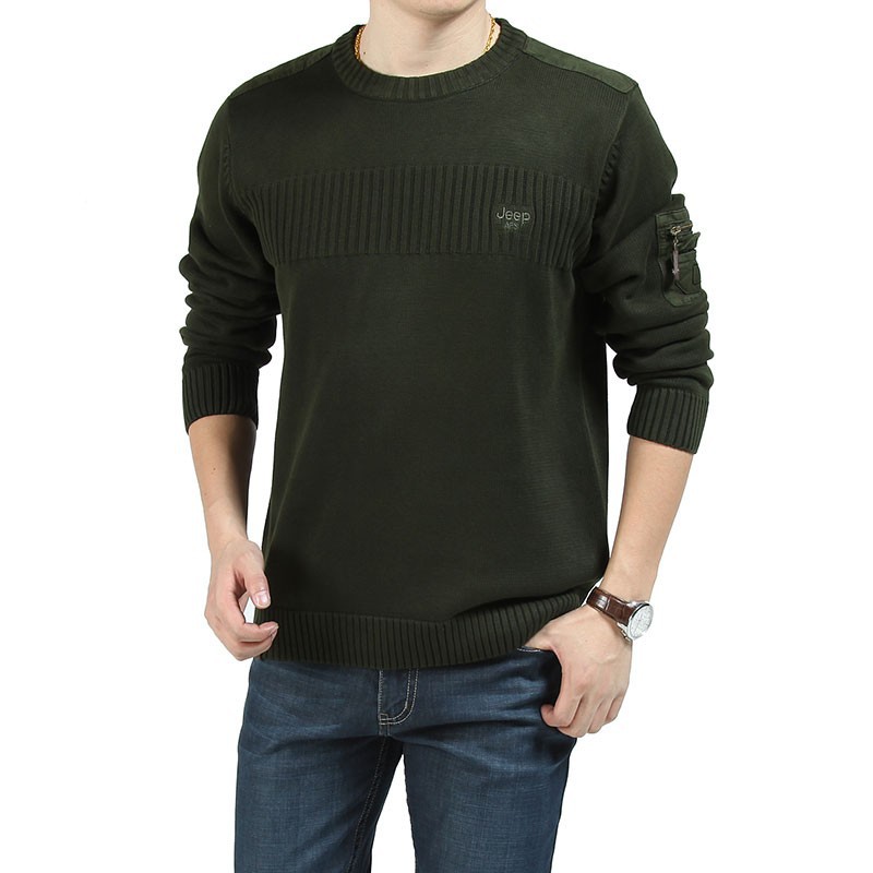 AFS JEEP Autumn Winter Thicken Men Cotton Knitted Sweaters Cotton 2015 O Neck Brand Pullover Long Sleeve 3XL Sweaters Wholesale (20)