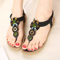 2016 New National Diamond Bohemian Flat Sandals Women Girls Beading Slippers Summer Sandals Ladies Flip Flop
