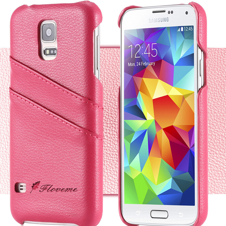 Mobile Phone Accessories Genuine Leather Cover For Samsung Galaxy S5 SV i9600 Lychee Grain Back Cases