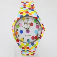 2015 Casual Pink Rose Flower Silicone Watch Women Dress Watches Girl Candy Plastic Wristwatches Geneva Clocks