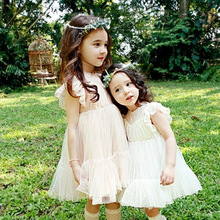 Korean New Summer Girls Sweet Princess Dress Vest Lace Kids Clothing White Pink