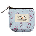wo weino Delicate Girl love Pastoral Floral canvas Small Purse Zip Wallet Lady Coin Case Bag