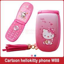 2013 cheap low price mini cute hello Kitty phone for girls cartoon children phone for kids Flip flashlight Mobile Phones D10