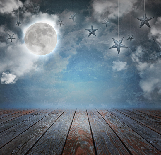 HUAYI 5x7ft Moon Stars Thin Vinyl Backdrop XT 2909