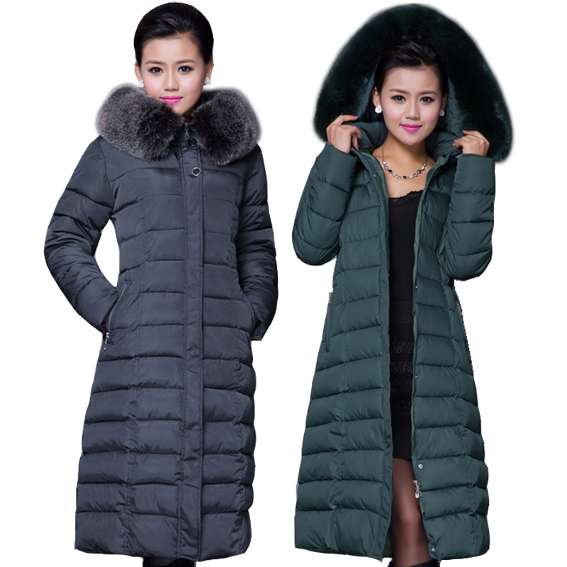 New 2014 Winter Women's Plus Size 5XL Cotton Padded Down Coats Thickening Warm Wadded Jackets Ultra Long Outerwear Parka Coats