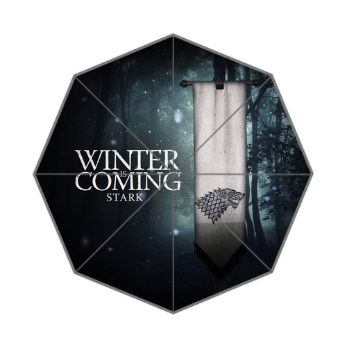 Game of Thrones-House Stark of Winterfell Logo Background Printed Triple Folding Rain/Sun Umbrellas
