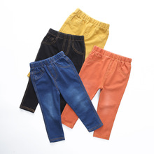 2016 spring autumn children’s clothing girls boy pants Slim Children’s jeans feet knitted stretch denim jeans trousers 4colors