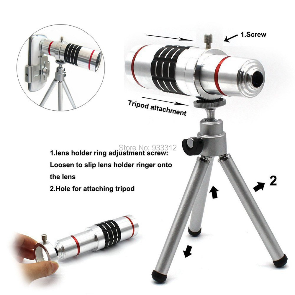 18x Optical Zoom Aluminum Telescope Camera lens + Mount Holder Tripod for IPhone SAMSUNG