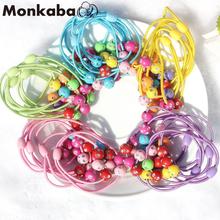 TS 10PCS Shining bead candy color hair accessories baby girl headband elastic headress Horsetail ties kids rubber bands gum