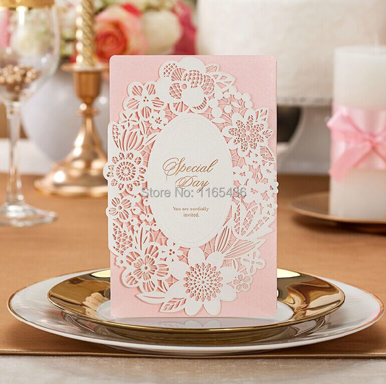 50X Pierced Laser Cut Flower Vine Paper Crafts Elegant Wedding Invitation Card Decorations Free Shipping