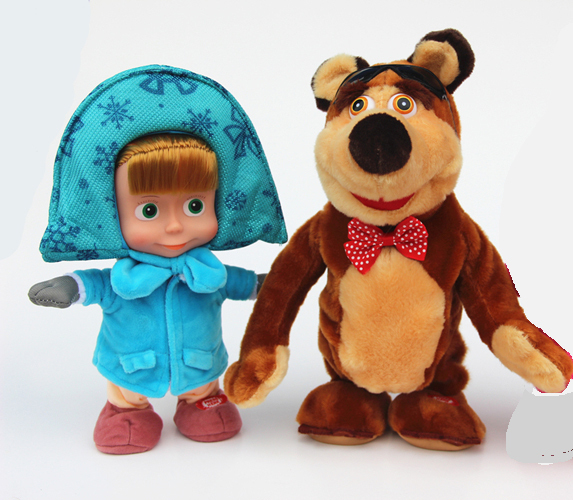 Masha And Bear Russian Language Doll Musical Dancing Talk Dolls Plush Toys Birthday Christmas 