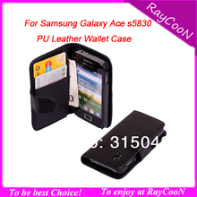 100pcs/lot PU leather Cover for Samsung Galaxy Ace S5830,folio business case with card slot for galaxy ace s5830,free shipping