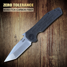 2015 el más nuevo ZT CNC de fibra de carbono y Titanium de la manija M390 hoja de acero que acampa cuchillo plegable del EDC del bolsillo cuchillos ZT0620CF SHPPING libre