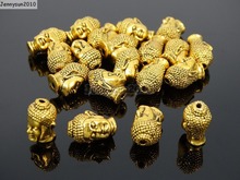 50Pcs/Pack Solid Metal Vintage Tibetan Gold Buddha Head Bracelet Connector Charm Beads