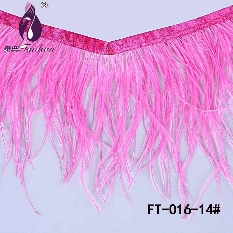 14# Available Ostrich Feather Trimming Length Fringe Trim Handmade Black Plumas Ribbon for Sewing Crafts