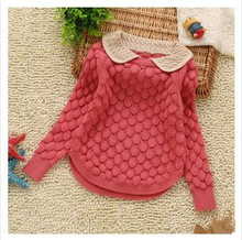 kids new fashion kids designer Girls doll collar thread hook flower sweater children wool sweater girls
