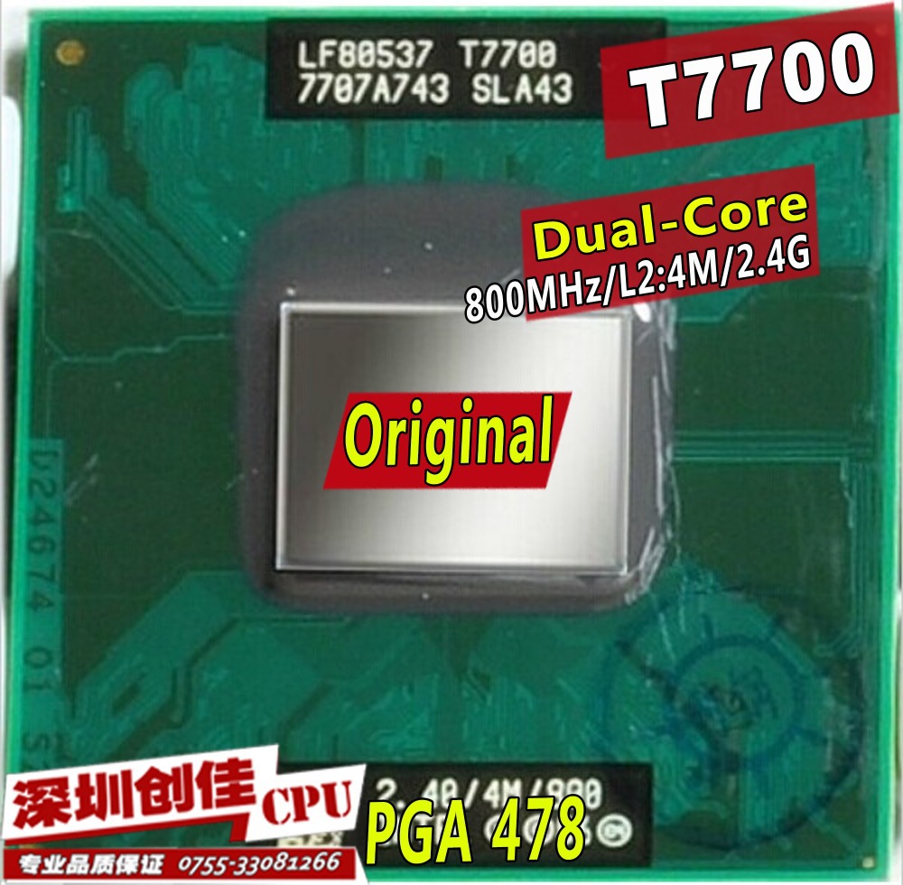 Intel  duo t7700 cpu ( 4 m , 2,4 , 800  fsb ) scoket 478,  -     965 