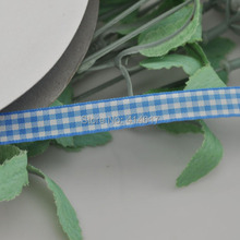 Upick 3/8″ 10mm Blue One Roll Tartan Plaid Ribbon Bows Appliques Sewing Crafts 50Y