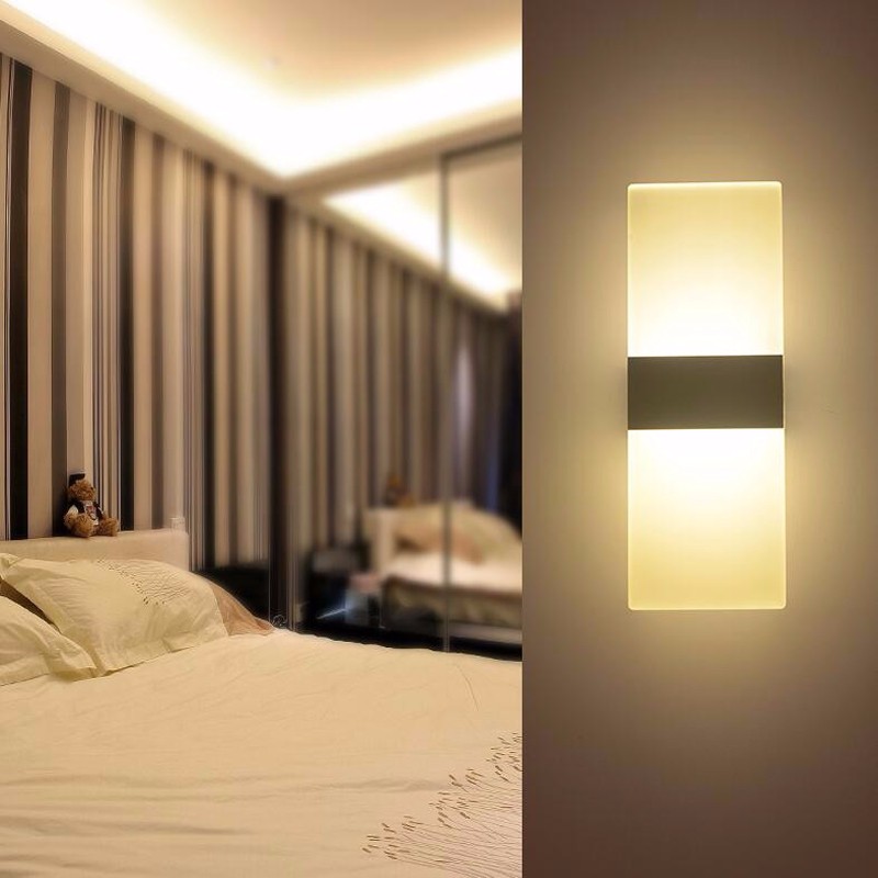 Acrylic 12W Led Wall Sconces Light AC110V/220V LED Stair Bedside Lamp Bedroom reading wall lamp Porch Decor Lamp Fixture Lobby