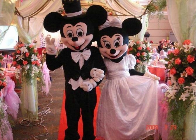 Adult Wedding Edition Mickey Mouse And Minnie Mascot Costumes Free Shipping white Wedding version of Mickey Mouse  Minnie mascot