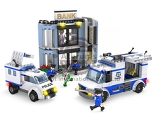 COGO 3915 Police Series Rob the Bank Police Car Helicopter 570pcs Building Block Educational DIY Brick Toys Compatible With Lego