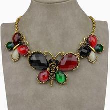 Trendy Stylish Vintage Necklce For Women 2015 Colorful Resin Alloy Flower Choker Collar Necklace Jewelry Bib