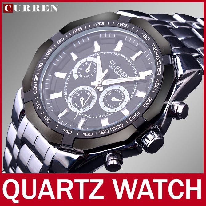 2015 High Quality Fashion Brand Curren Men Quartz Watch For Man Causal Watches Men Full Steel