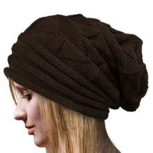 European Style Autumn Winter Fashion Unisex Knit Crochet Solid Warm Baggy Beanie Hat Oversized Slouch Cap 6 Colors