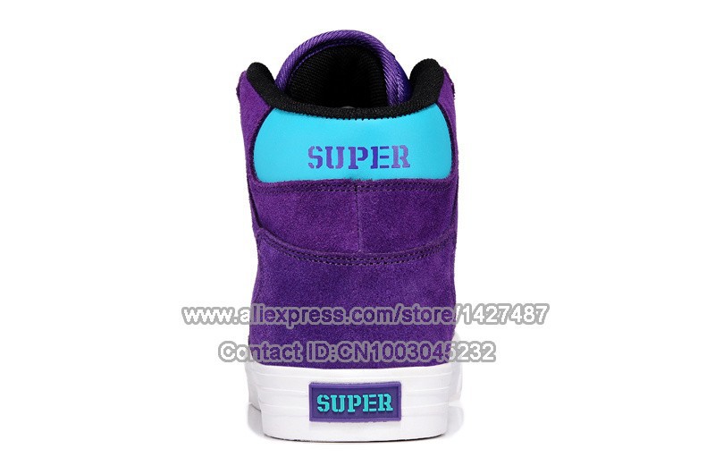 Wholesale Justin Bieber Skytop Chad Muska Purple Full Grain Leather Suede High Top Style Skate Shoes_5