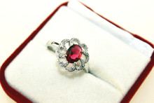 60 off Flower Red Created Diamond Ring for Women 925 Sterling Silver Crystal Jewerly Ruby Engagement