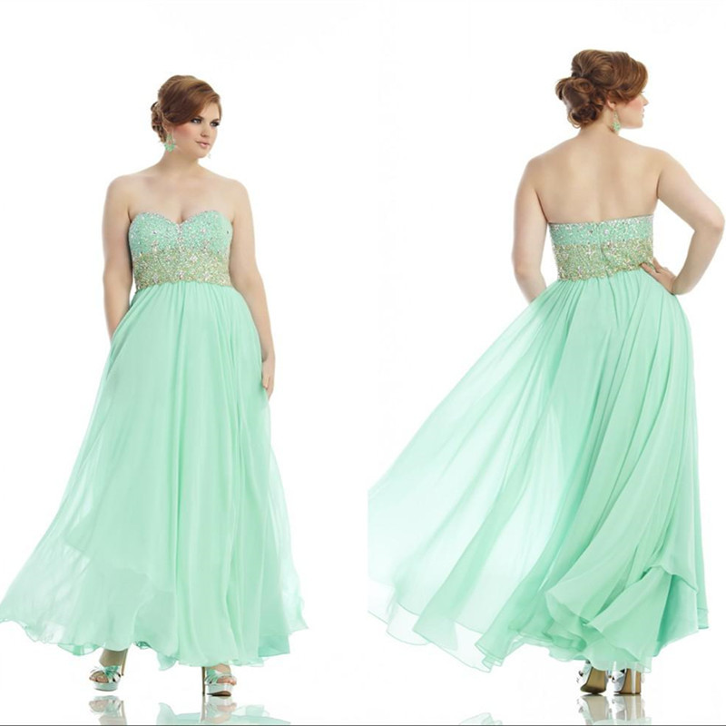 Buy 2015 Plus Size Mint Green Party Dress Long Chiffon