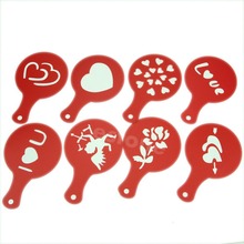 Free Shipping New Hot Creative Coffee Barista Stencils Template Strew Pad Duster Spray Art