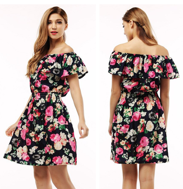 2016 fashion new Spring summer plus size women clothing floral print pattern casual dresses vestidos WC0472-10