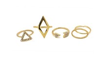 Artilady new design 5pcs set stacking punk ring geometry midi ring with crystal women rings J