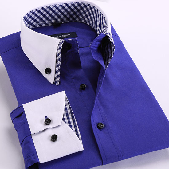 Men Shirt Plaid French Cuff Button Mens Dress Shirts Social Fashion Non Iron Long Sleeve Slim