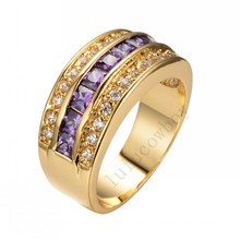 Size 9/10/11/12 Four Colors CZ Women Wedding Band 14KT Yellow Gold Filled Fashion Engagement Ring Purple/Blue/Green/White RY0018