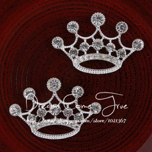 200pcs/lot 2Colors Chic Artificial Gem Flatback Buttons DIY Cute Crystal Crown Shaped Rhinestone Metal Button For Embellishment