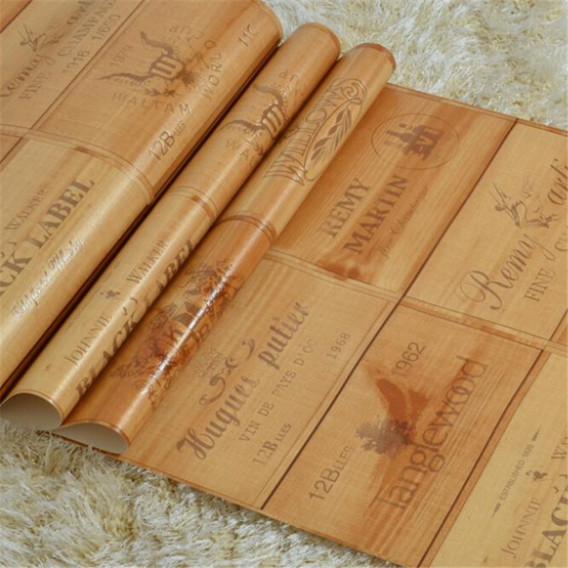 Wood box pvc wall paper 3D Vintage Retro Decorative Wine Box font b Plaid b font