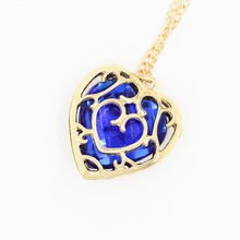 The Legend of Zelda Blue Red Hollow Heart Pendant Lovers Couple Necklace Gifts New movie Jewelry