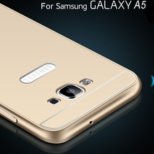 A5 Phone Cases Dual Hybrid Metal Aluminum Frame+ 1mm Shell Case Capa For Samsung Galaxy A5 A500 A5000 A500F Luxury Cover Fundas